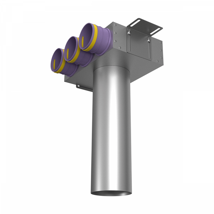 Provent VPSL 125/75×3 пленум потолочный круглый на 3 выхода (L=400 мм)