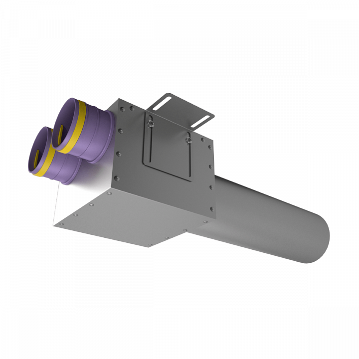 Provent VPDL 125/75×2 пленум прямой круглый на 2 выхода (L=400)