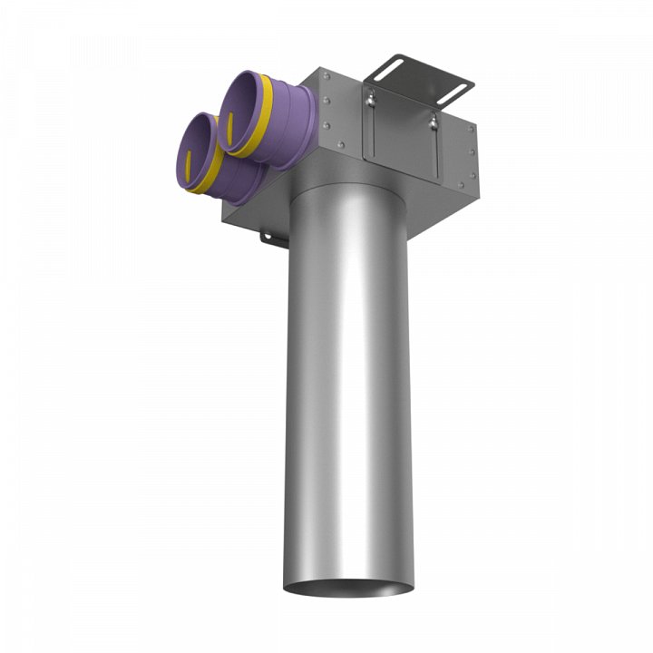 Provent VPSL 125/75×2 пленум потолочный круглый на 2 выхода (L=400 мм)