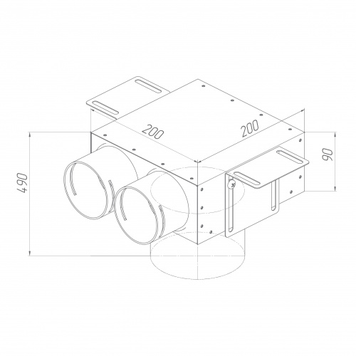 Provent VPSL 125/75×2 пленум потолочный круглый на 2 выхода (L=400 мм) фото 3